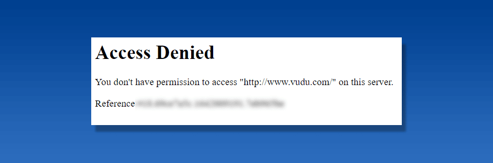 An 'access denied' notice on the Vudu website
