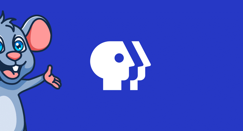 PBS logo alongside GadgetMouse mascot