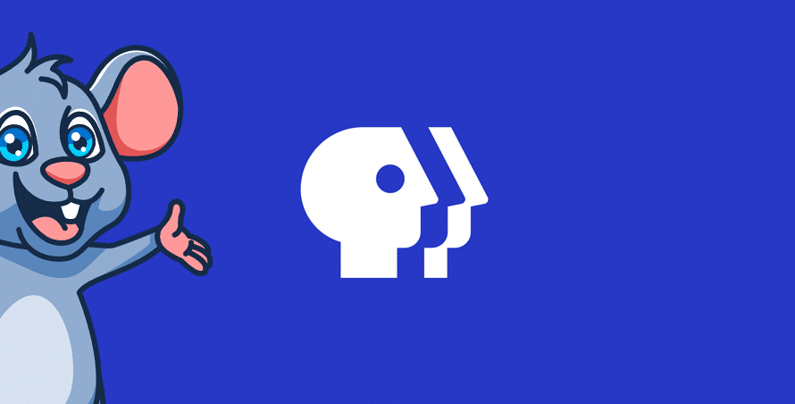 PBS logo alongside GadgetMouse mascot