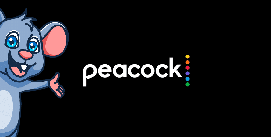 Peacock logo alongside GadgetMouse mascot