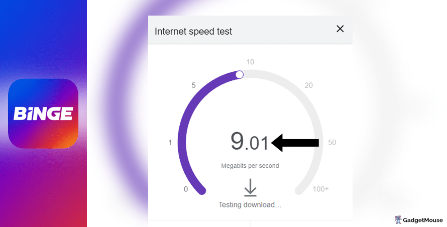 Binge VPN speed test