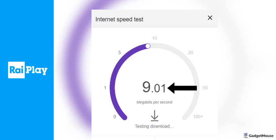 RaiPlay internet speed test