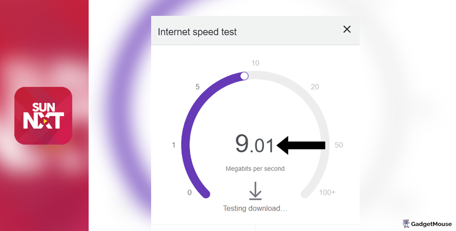 Sun NXT internet speed test